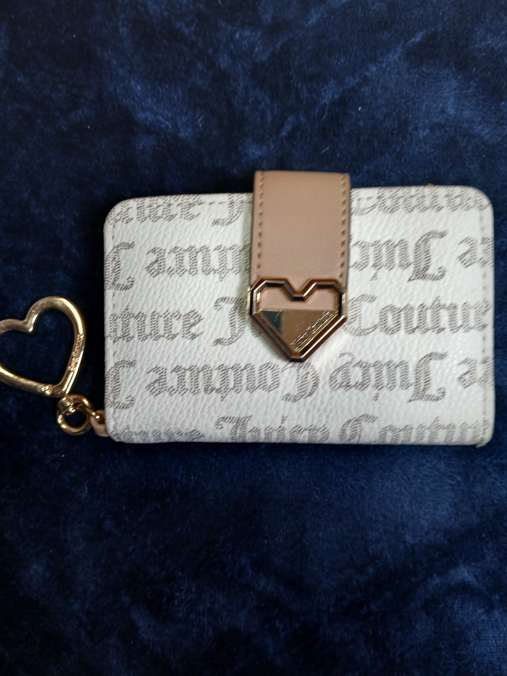 Juicy Couture Beige Monogram Card Wallet with Heart Charm